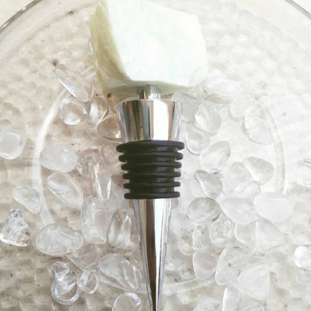White stone wine bottle topper/cork